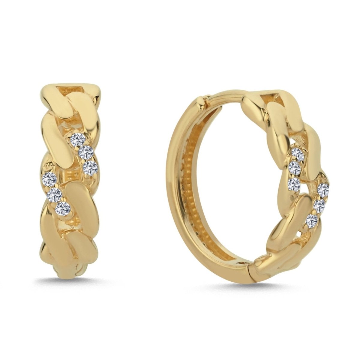 Glieder Ohrringe Creolen Zirkonia 14 Karat Gold AKSU Juwelier