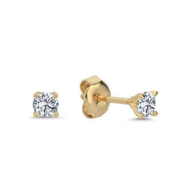 0.15ct. Zirkonia Stein Ohrstecker 4 - Krappen 14 Karat Gold - AKSU Juwelier