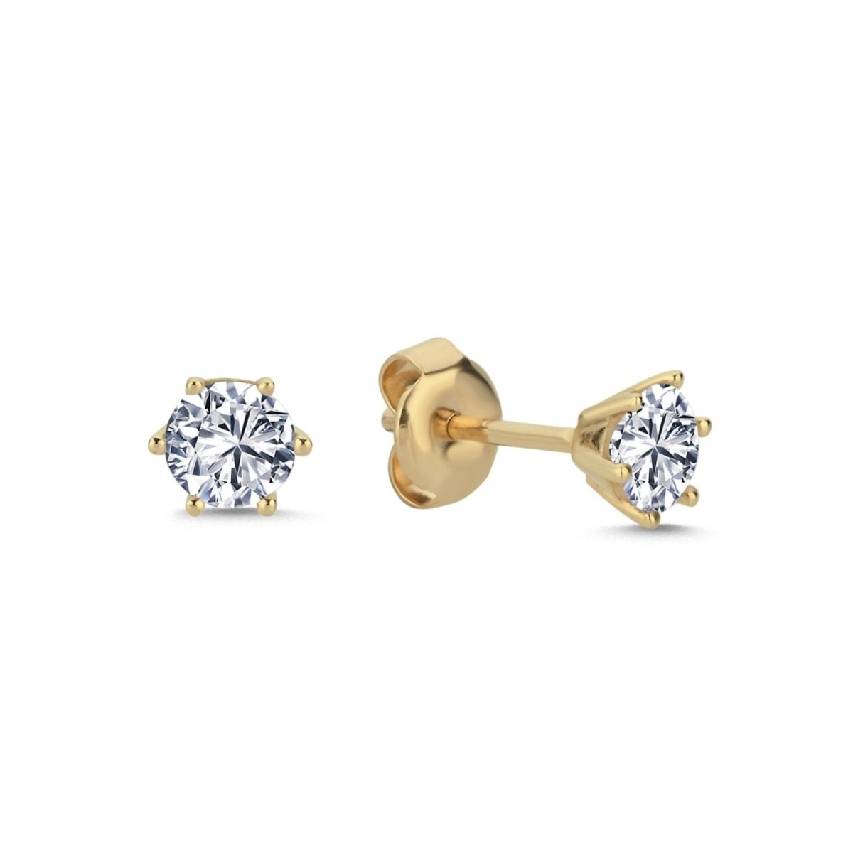 0.25ct. Zirkonia Stein Ohrstecker 6 - Krappen 14 Karat Gold - AKSU Juwelier