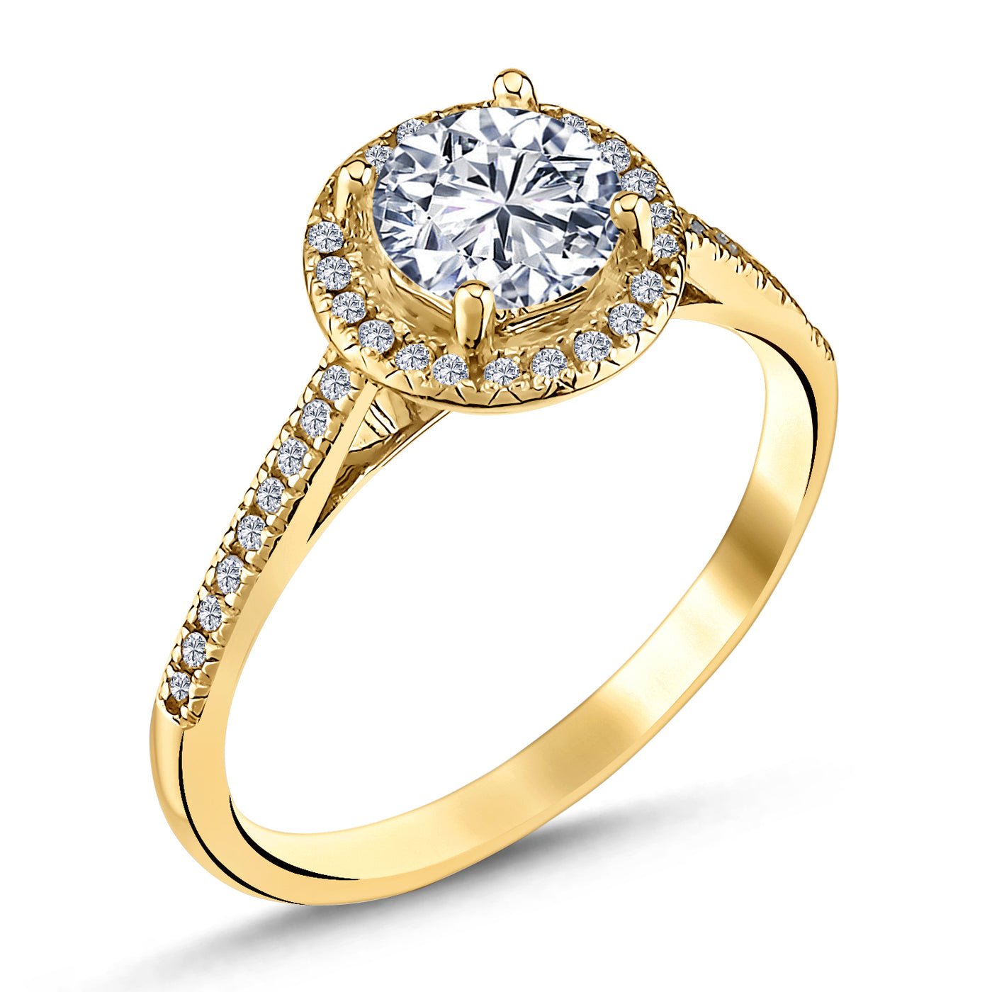 Diamant Halo Verlobungsring Gold 1.17ct