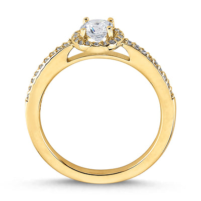 Diamant Halo Rund Verlobungsring Gold 0.34ct