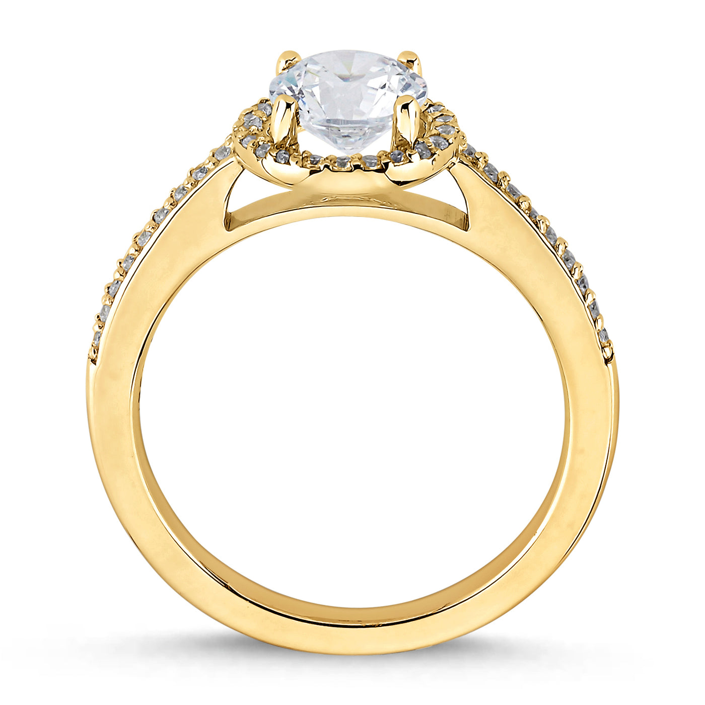 Diamant Halo Rund Verlobungsring Gold 1.17ct
