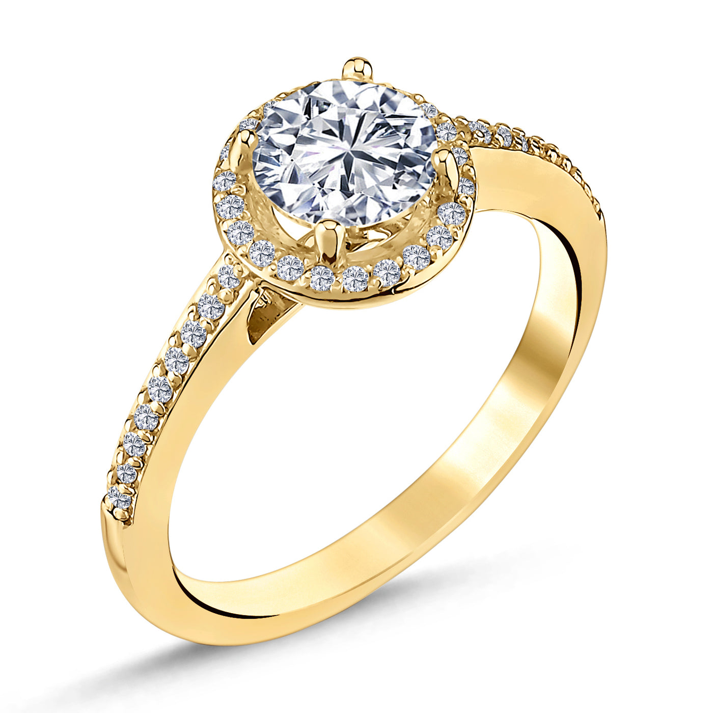 Diamant Halo Rund Verlobungsring Gold 1.17ct