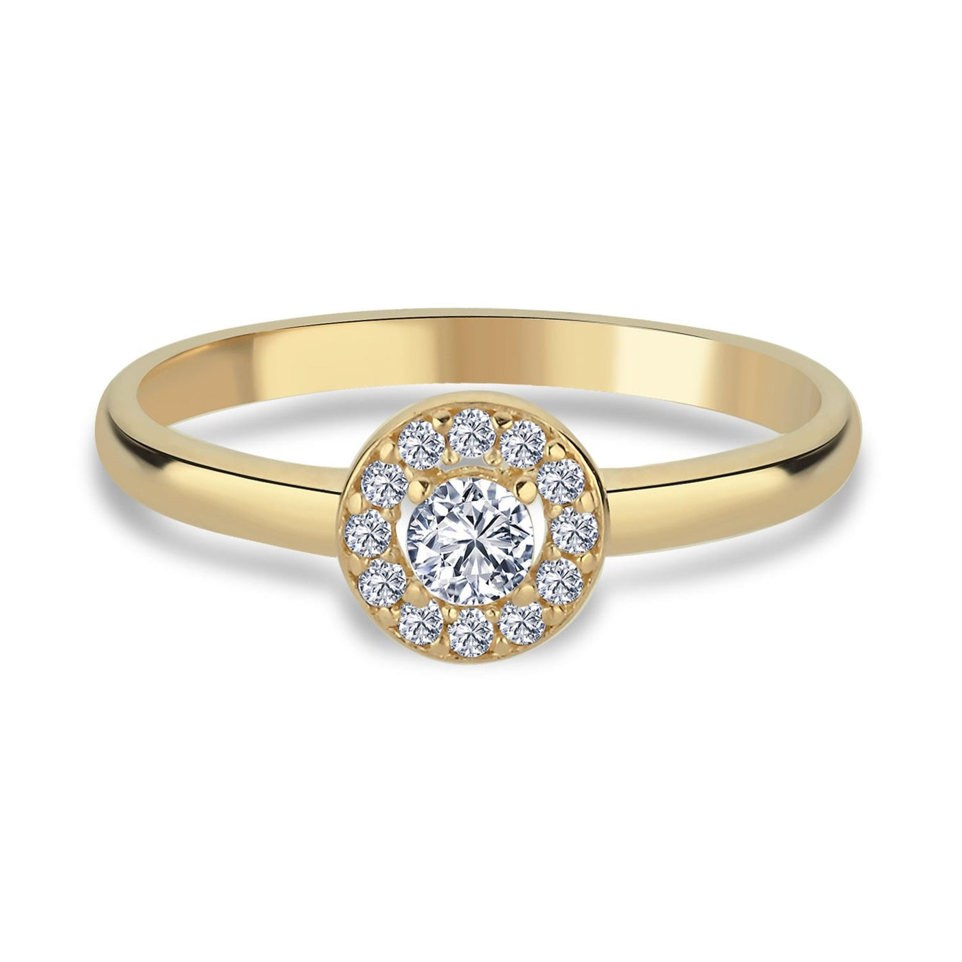 Halo Verlobungsring rund 0.25ct. Zirkonia 14 Karat