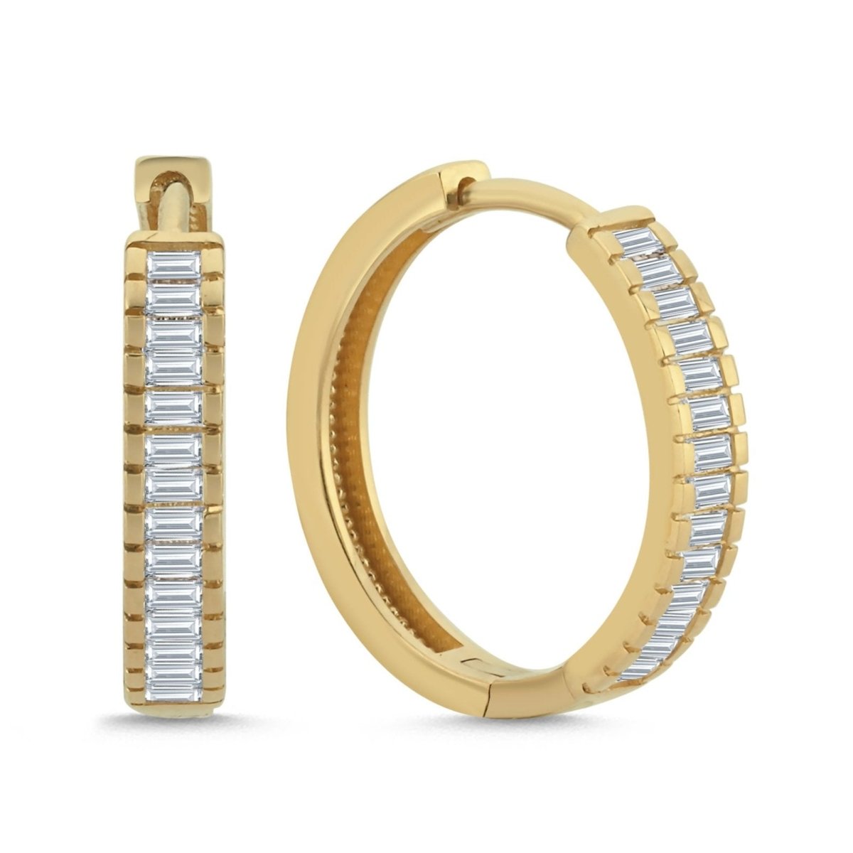 Baguette Zirkonia Ohrringe 14 Karat Gold - AKSU Juwelier