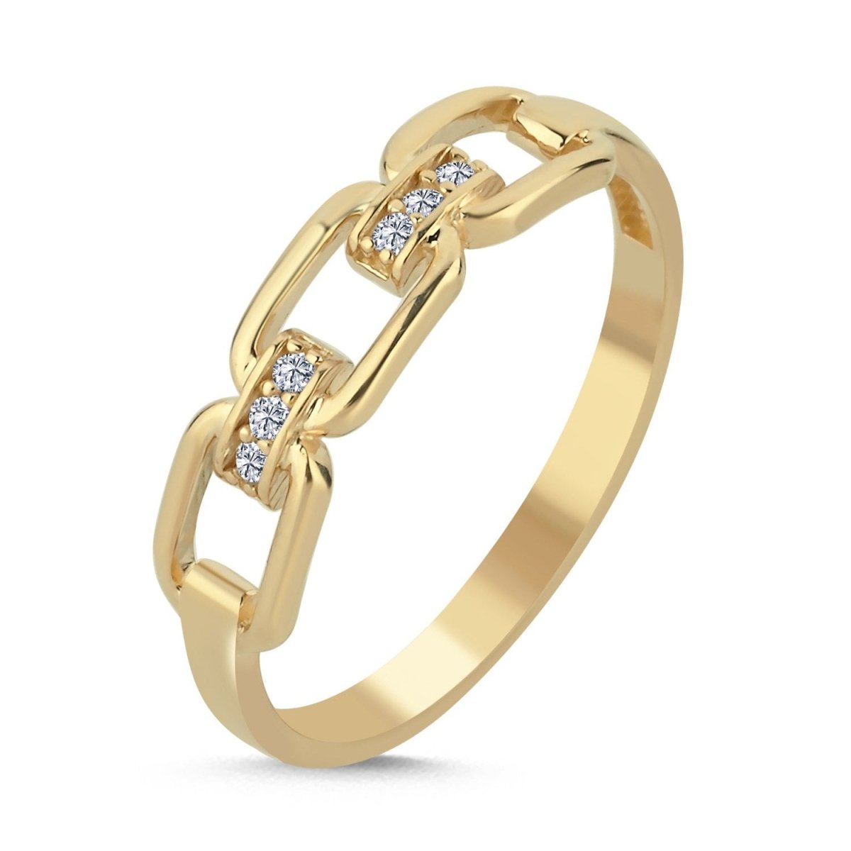 Glieder Ring Zirkonia 14 Karat Gold - AKSU Juwelier