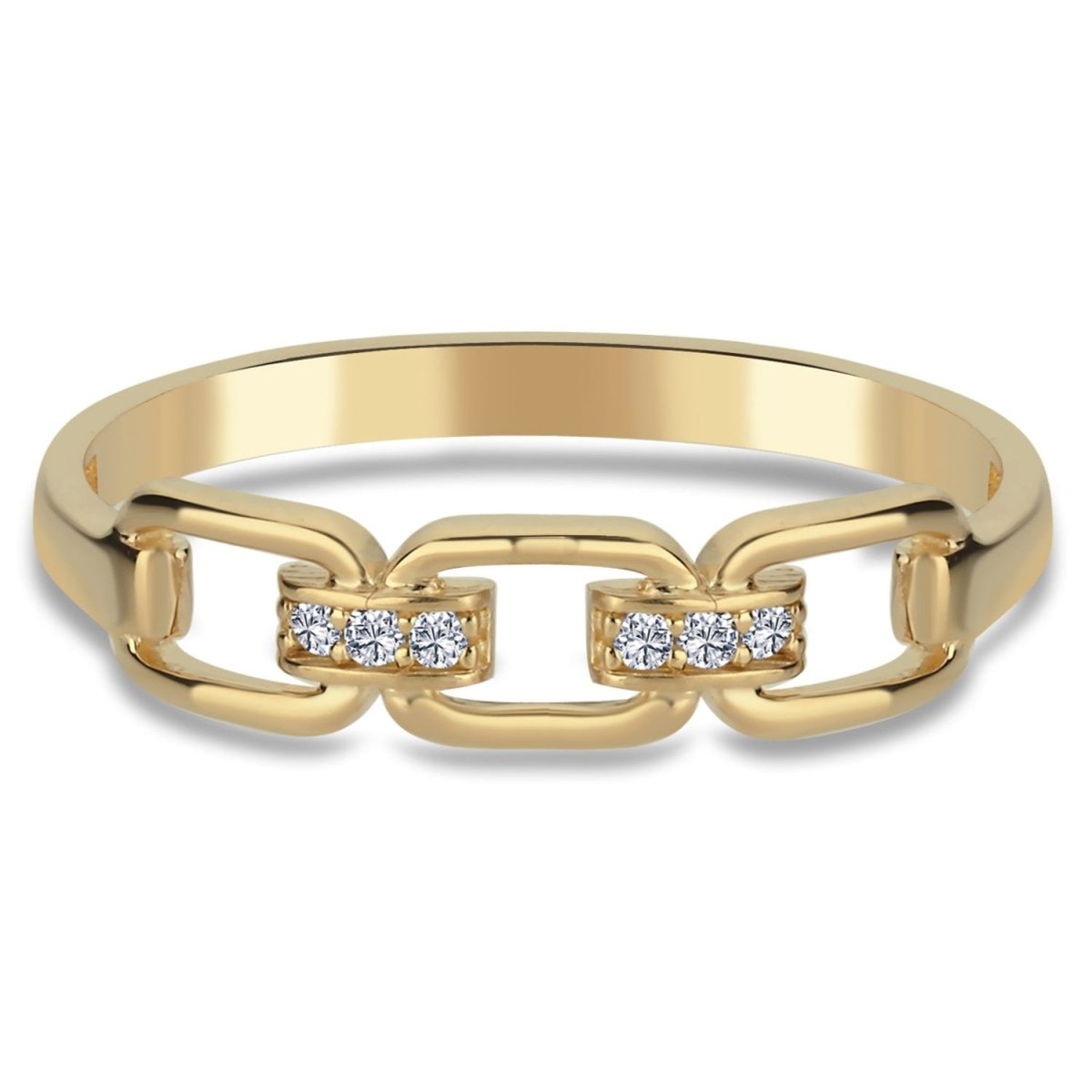 Glieder Ring Zirkonia 14 Karat Gold - AKSU Juwelier