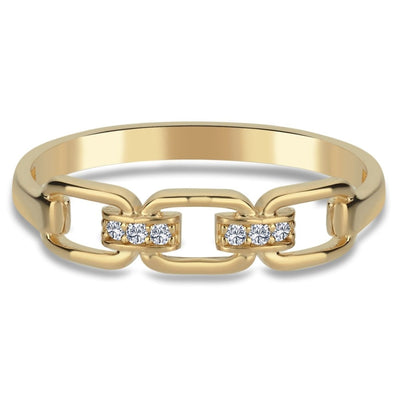 Glieder Ring Zirkonia 14 Karat Gold - AKSU Juwelier