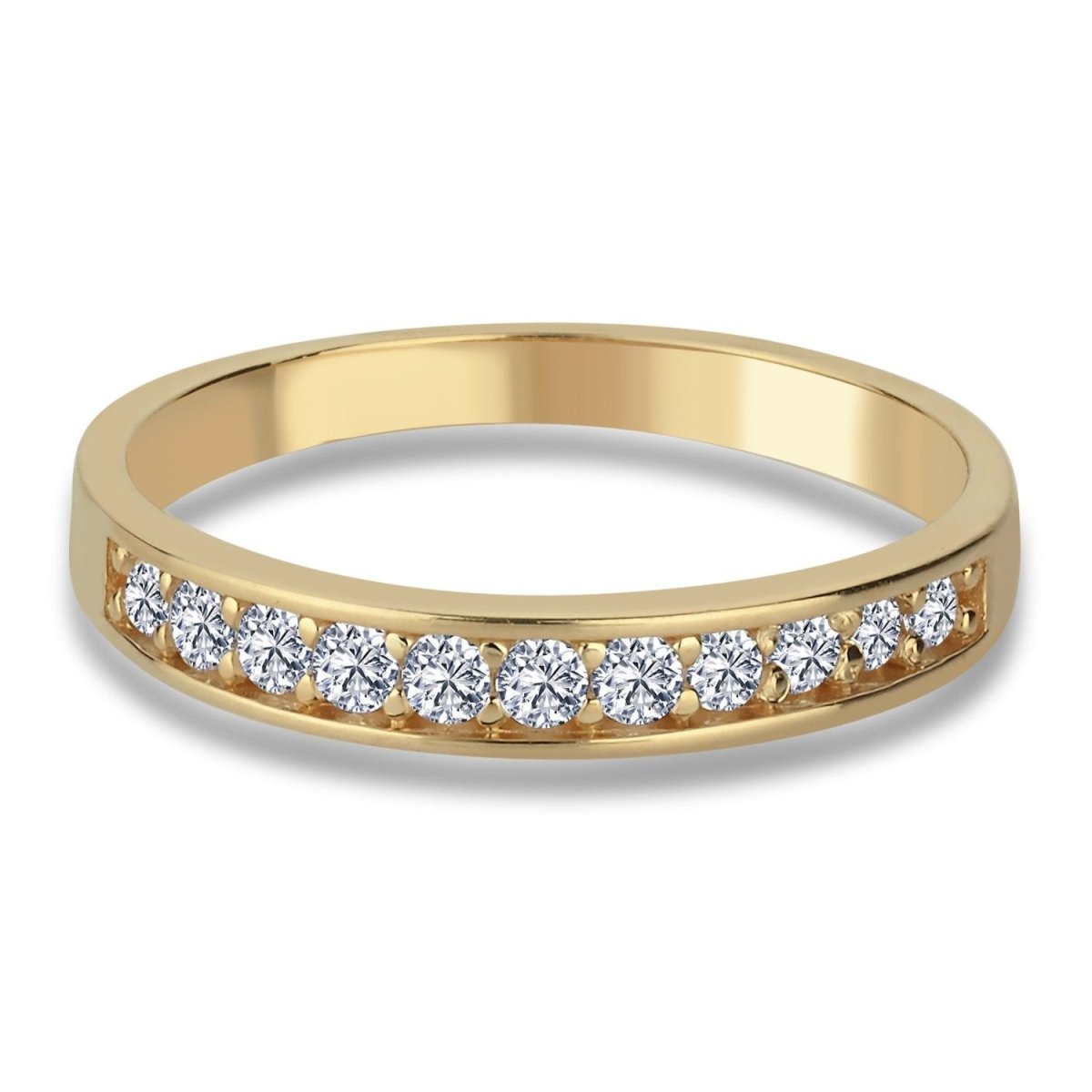 Halb - Memoire Memory Ring Zirkonia 14 Karat Gold - AKSU Juwelier