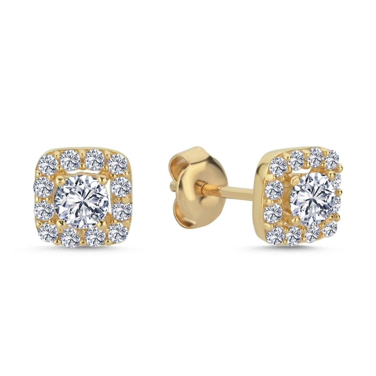 Halo Ohrstecker 0.25ct. Zirkonia 14 Karat Gold - AKSU Juwelier