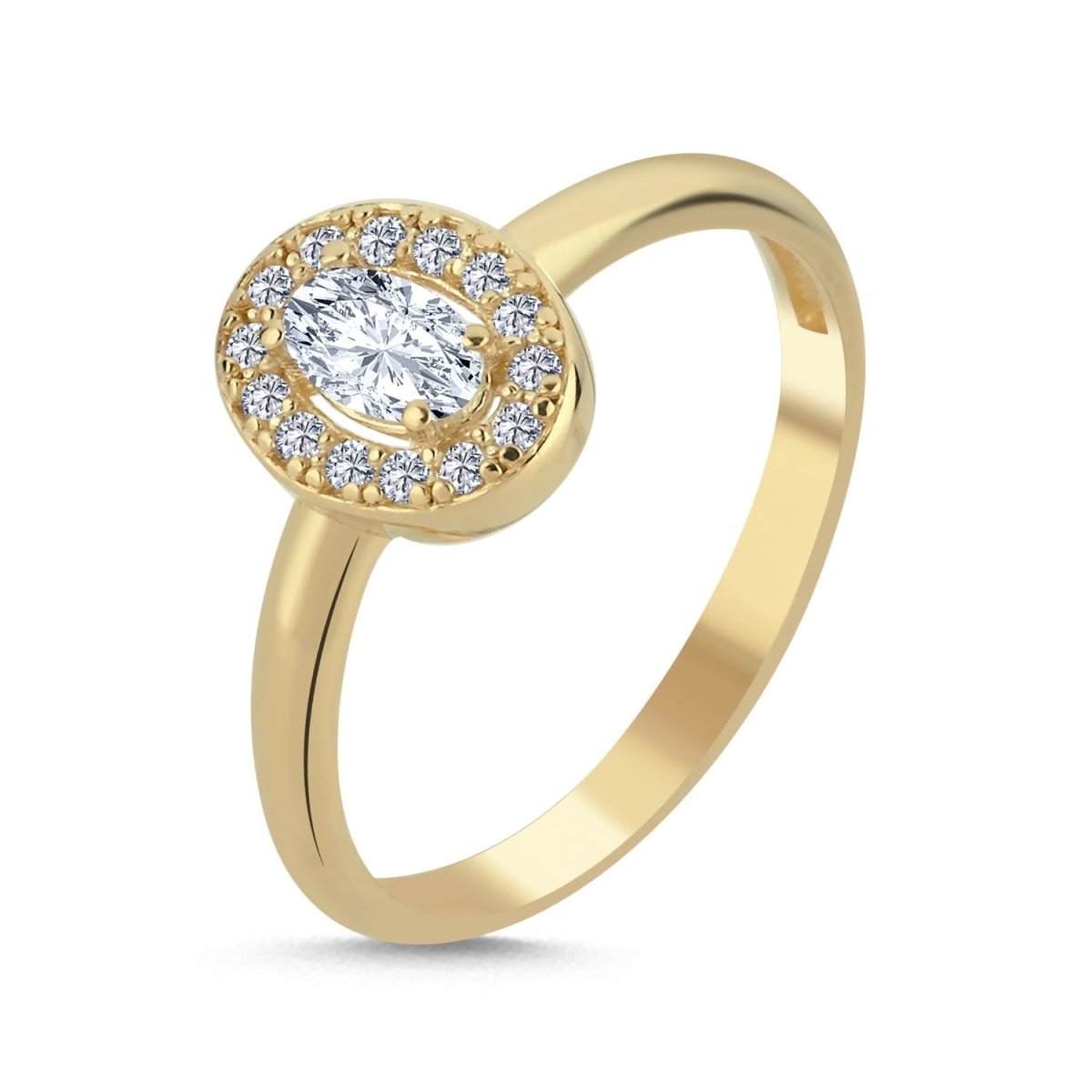 Halo Verlobungsring Oval 0.25ct. Zirkonia 14 Karat Gold - AKSU Juwelier