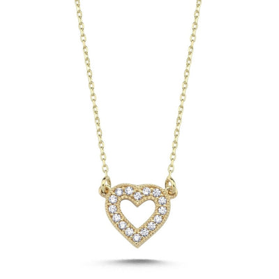 Herz Anhänger Kette Collier Zirkonia 14 Karat Gold - AKSU Juwelier