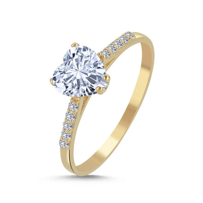 Herz Zirkonia 0.75ct. Verlobungsring mit Seitensteinen 14 Karat Gold - AKSU Juwelier