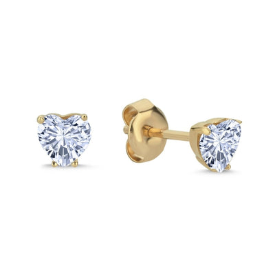 Herzform Ohrstecker 0.50ct. Zirkonia 14 Karat Gold - AKSU Juwelier