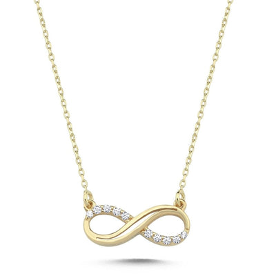 Infinity Unendlichkeit Anhänger Kette Zirkonia 14 Karat Gold - AKSU Juwelier