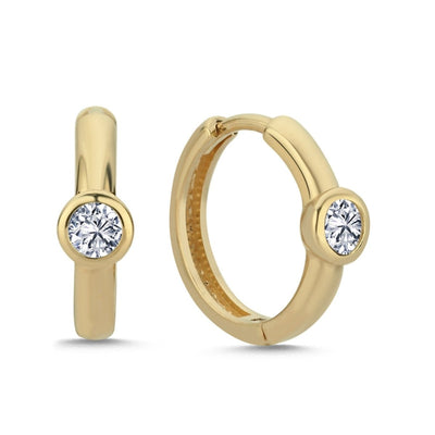 Ohrringe Creolen 0.20ct. Zirkonia 14 Karat Gold - AKSU Juwelier