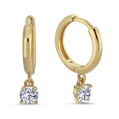 Ohrringe Creolen 0.25ct. Zirkonia 14 Karat Gold - AKSU Juwelier