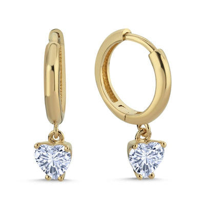 Ohrringe Creolen 0.50ct. Herz Zirkonia 14 Karat Gold - AKSU Juwelier