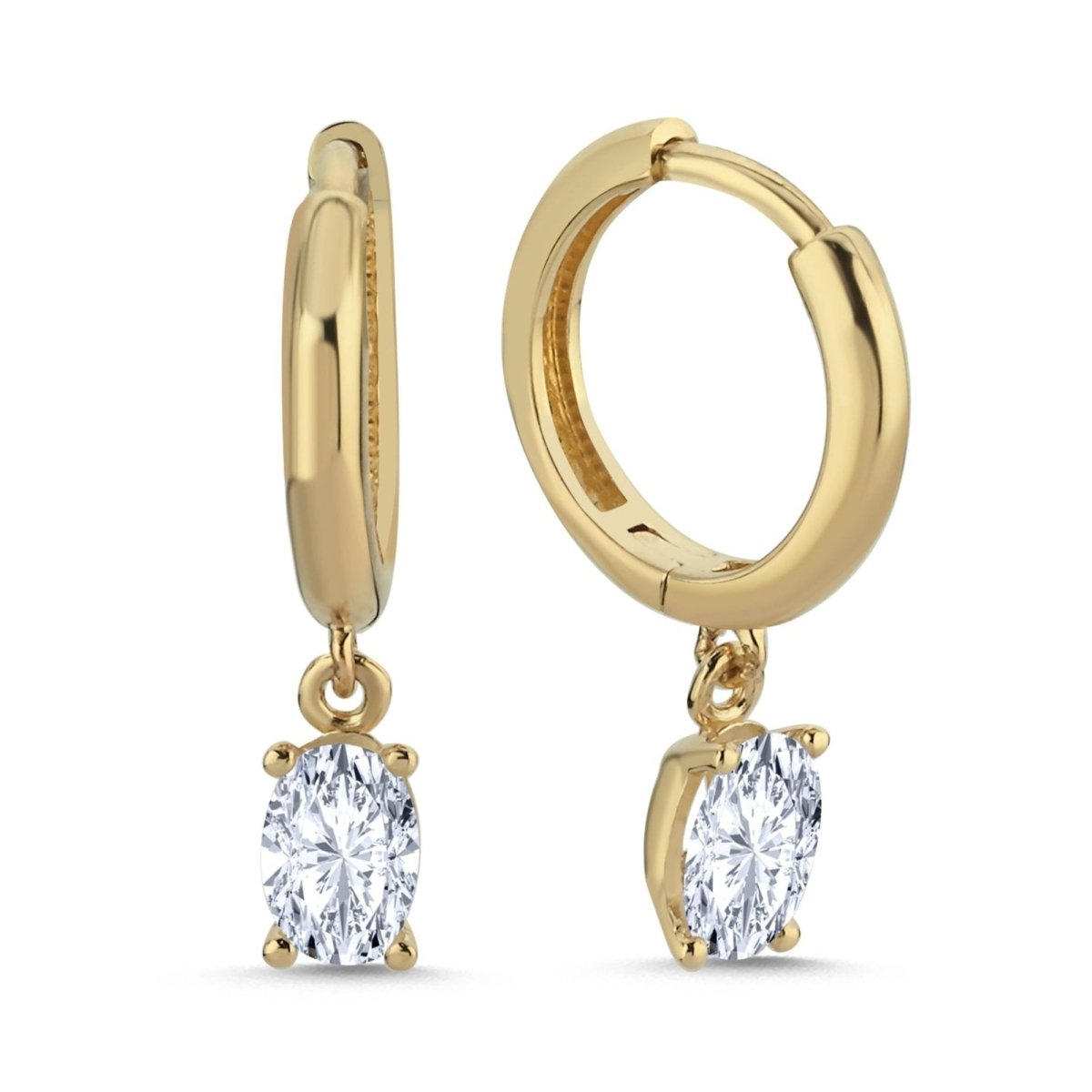 Ohrringe Creolen 0.50ct. Oval Zirkonia 14 Karat Gold - AKSU Juwelier