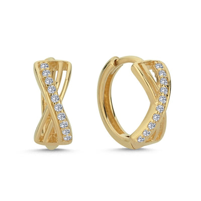 Ohrringe Creolen Twist Zirkonia 14 Karat Gold - AKSU Juwelier