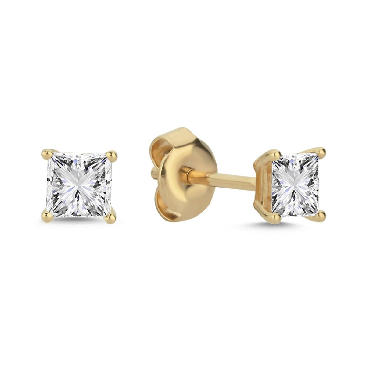 Ohrstecker eckiger 0.40ct. Zirkonia 14 Karat Gold - AKSU Juwelier