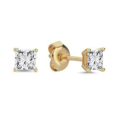 Ohrstecker eckiger 0.40ct. Zirkonia 14 Karat Gold - AKSU Juwelier