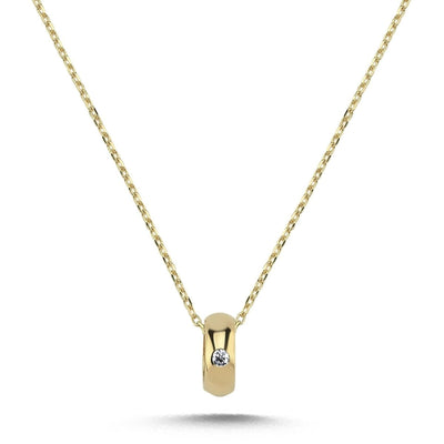 Ring Anhänger Gold Kette Collier Zirkonia 14 Karat Gold - AKSU Juwelier