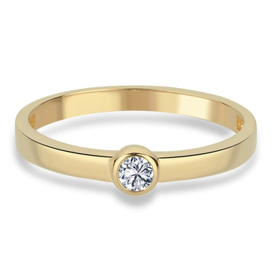 Solitär Verlobungsring 0.10ct. Zirkonia eingerieben 14 Karat Gold - AKSU Juwelier