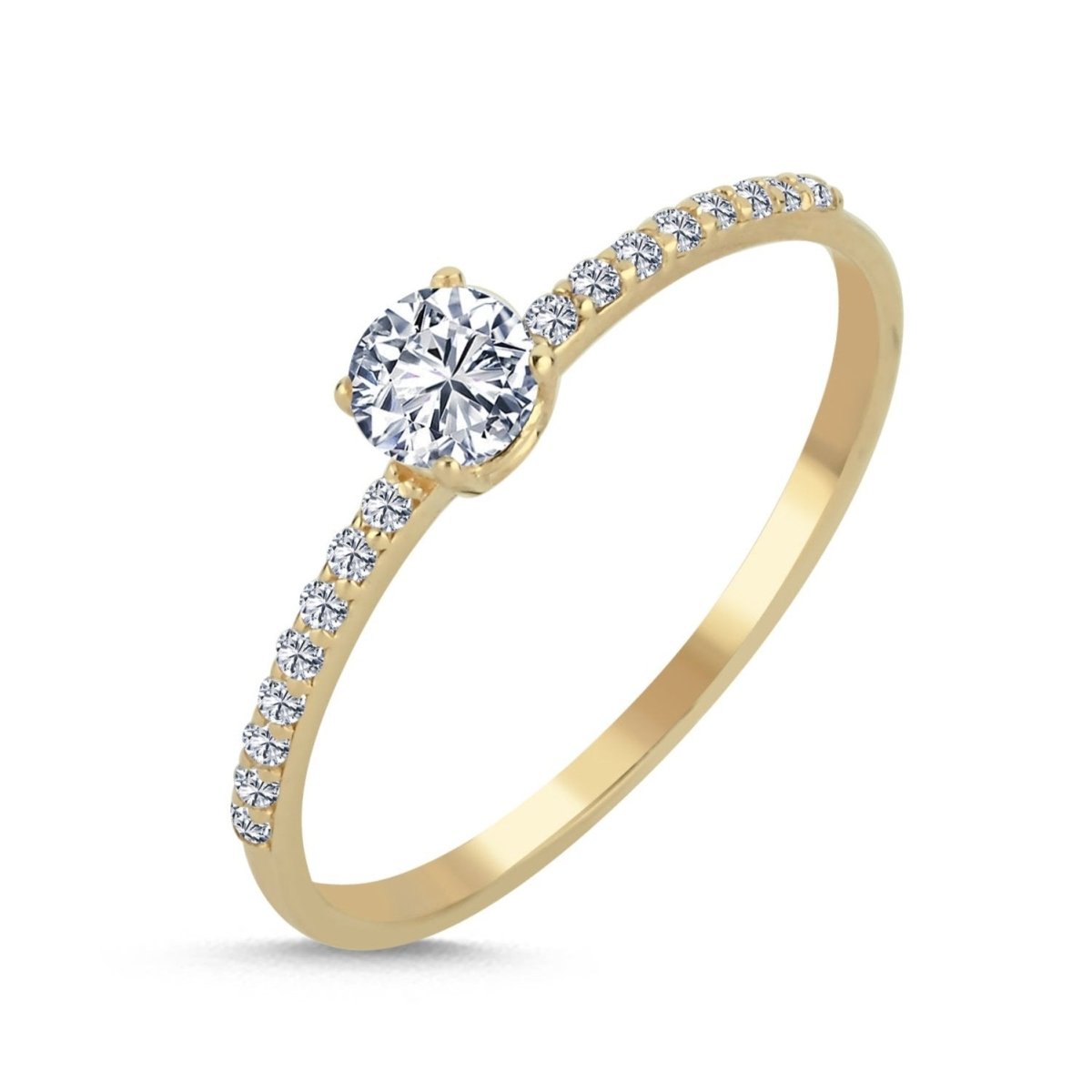 Solitär Verlobungsring 0.25ct. Zirkonia mit Seitensteinen 14 Karat Gold - AKSU Juwelier