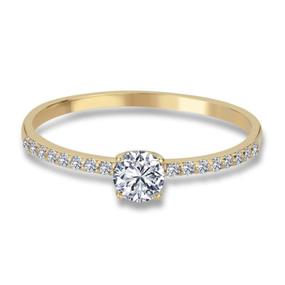 Solitär Verlobungsring 0.25ct. Zirkonia mit Seitensteinen 14 Karat Gold - AKSU Juwelier