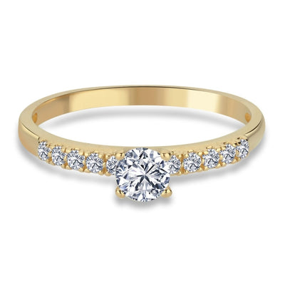 Solitär Verlobungsring 0.30ct. Zirkonia mit Seitensteinen 14 Karat Gold - AKSU Juwelier