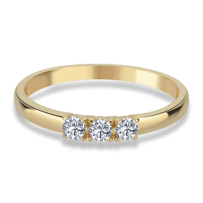 Trinity 3 Steine Zirkonia Ring 14 Karat Gold - AKSU Juwelier