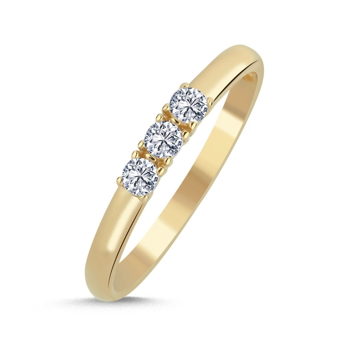 Trinity 3 Steine Zirkonia Ring 14 Karat Gold - AKSU Juwelier