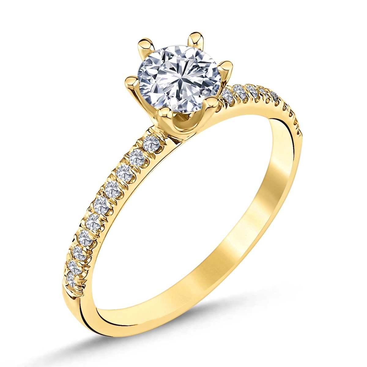 Diamant Verlobungsring Gold Seitensteine 0.86ct.